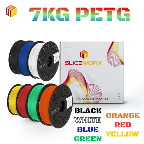 PETG Filament Bundle-7PACK -SOLID Colors Black Blue Green Red White Yellow Orange