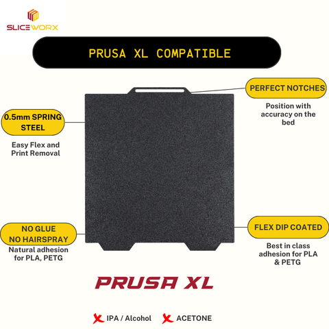 SLICEWORX Flex Dipped Plate Textured Spring Steel Sheet 365x365 mm for PRUSA XL 3D Printer